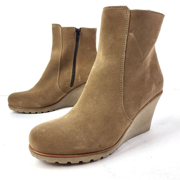 La Canadienne Krista Waterproof Wedge Bootie Tan Brown Size 9M - Picture 1 of 14